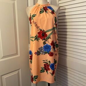 NWT- “Fantaist” Peach Floral Halter MIDI Dress- Size XL